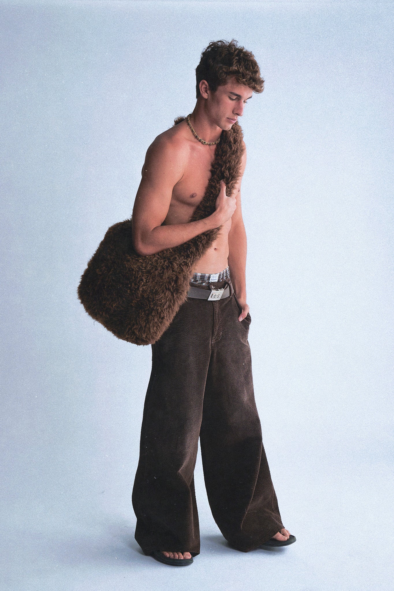 Shearling messenger bag
