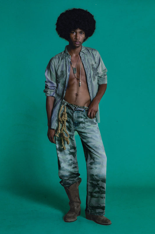 artisanal camo jeans