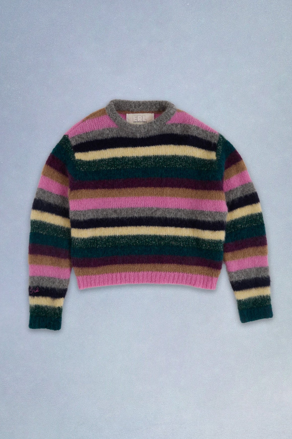 striped alpaca crewneck knit