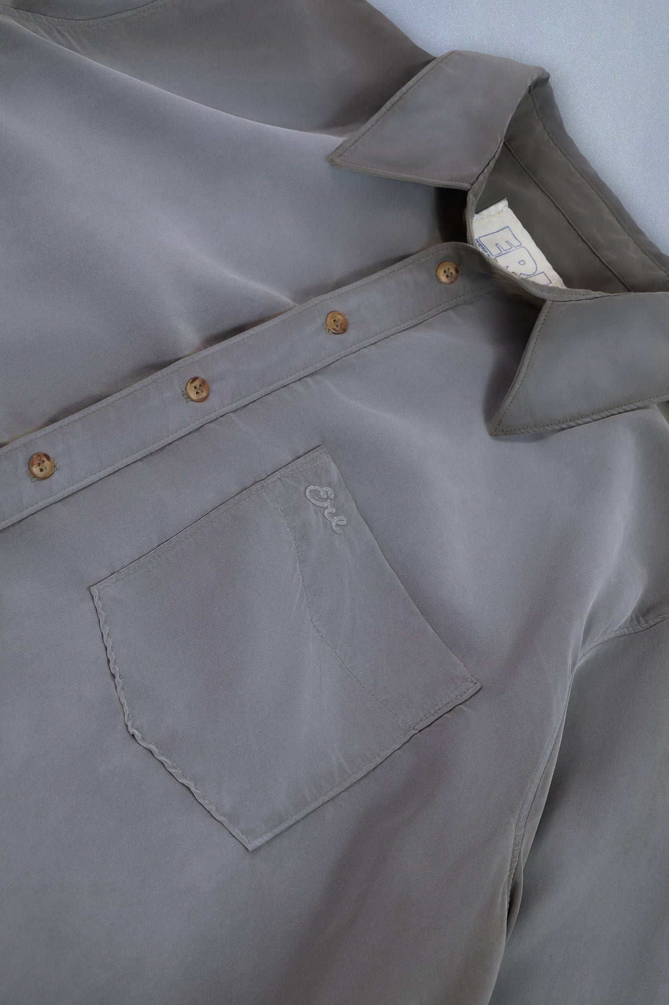 sueded silk button up shirt