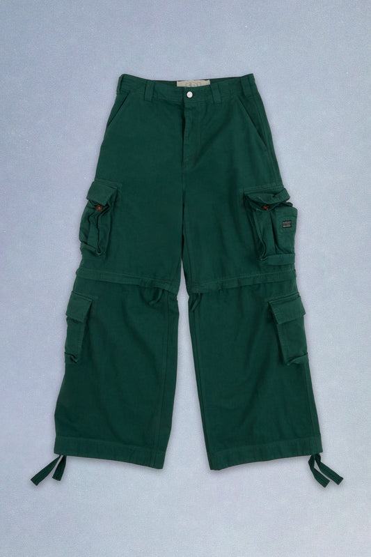 zip-off cargo pants woven green