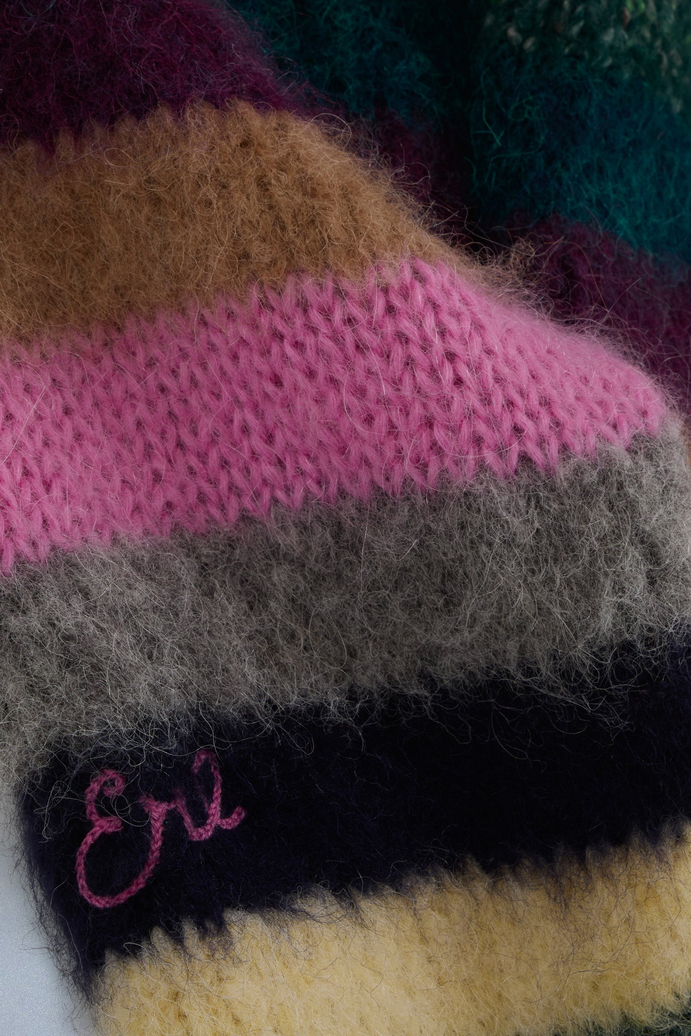 striped alpaca crewneck knit