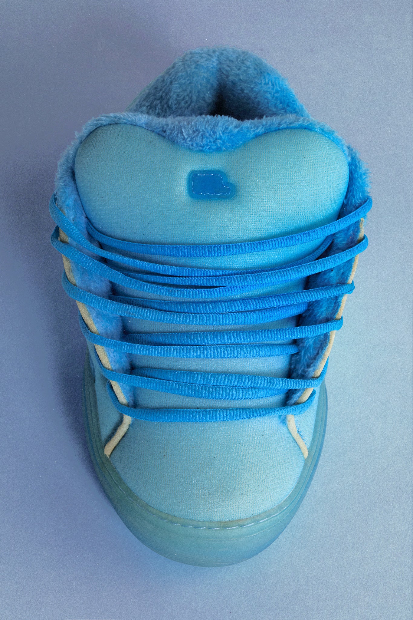 Electric blue foam vamp skate shoe