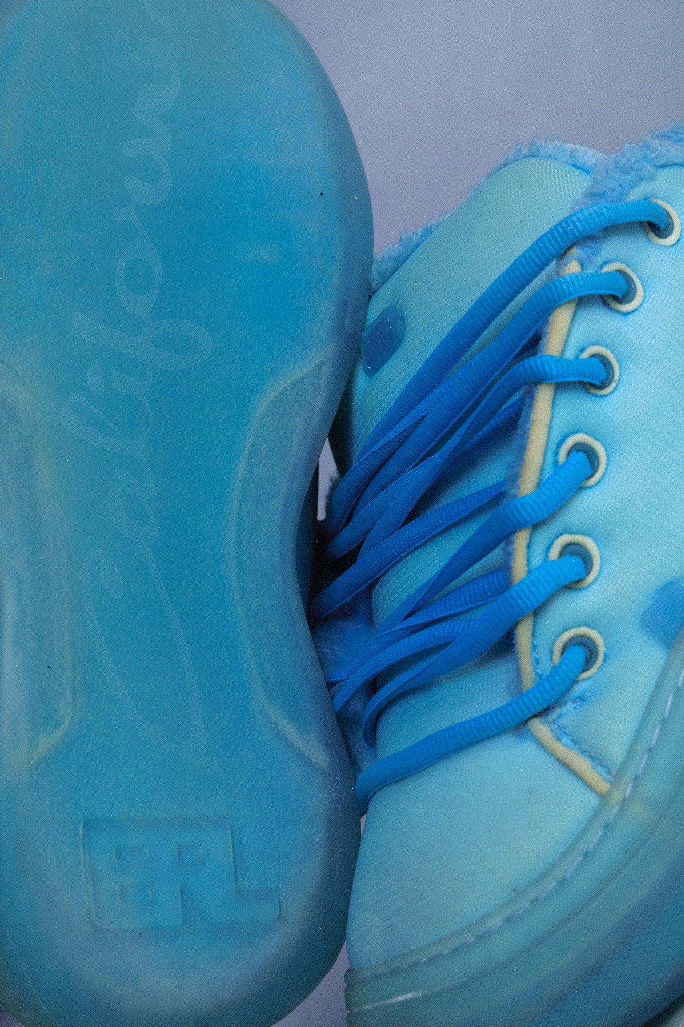 Electric blue foam vamp skate shoe