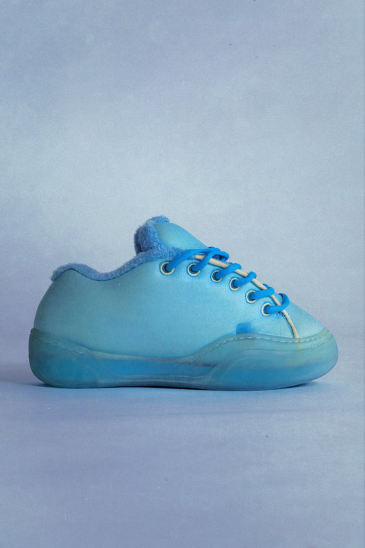 Electric blue foam vamp skate shoe
