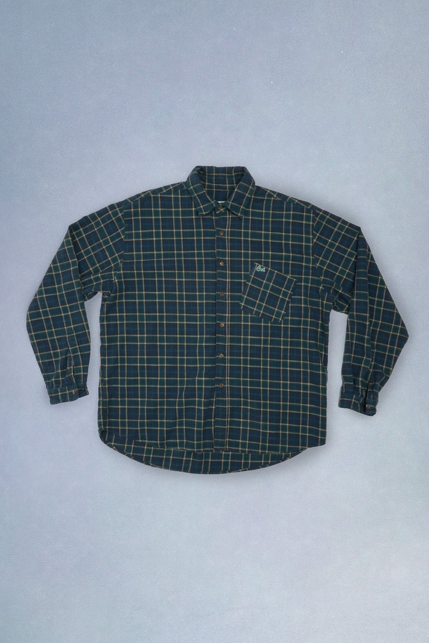 green plaid shirt