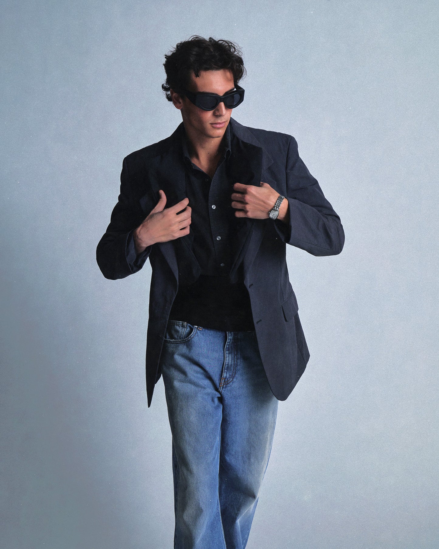 charcoal nylon suit jacket
