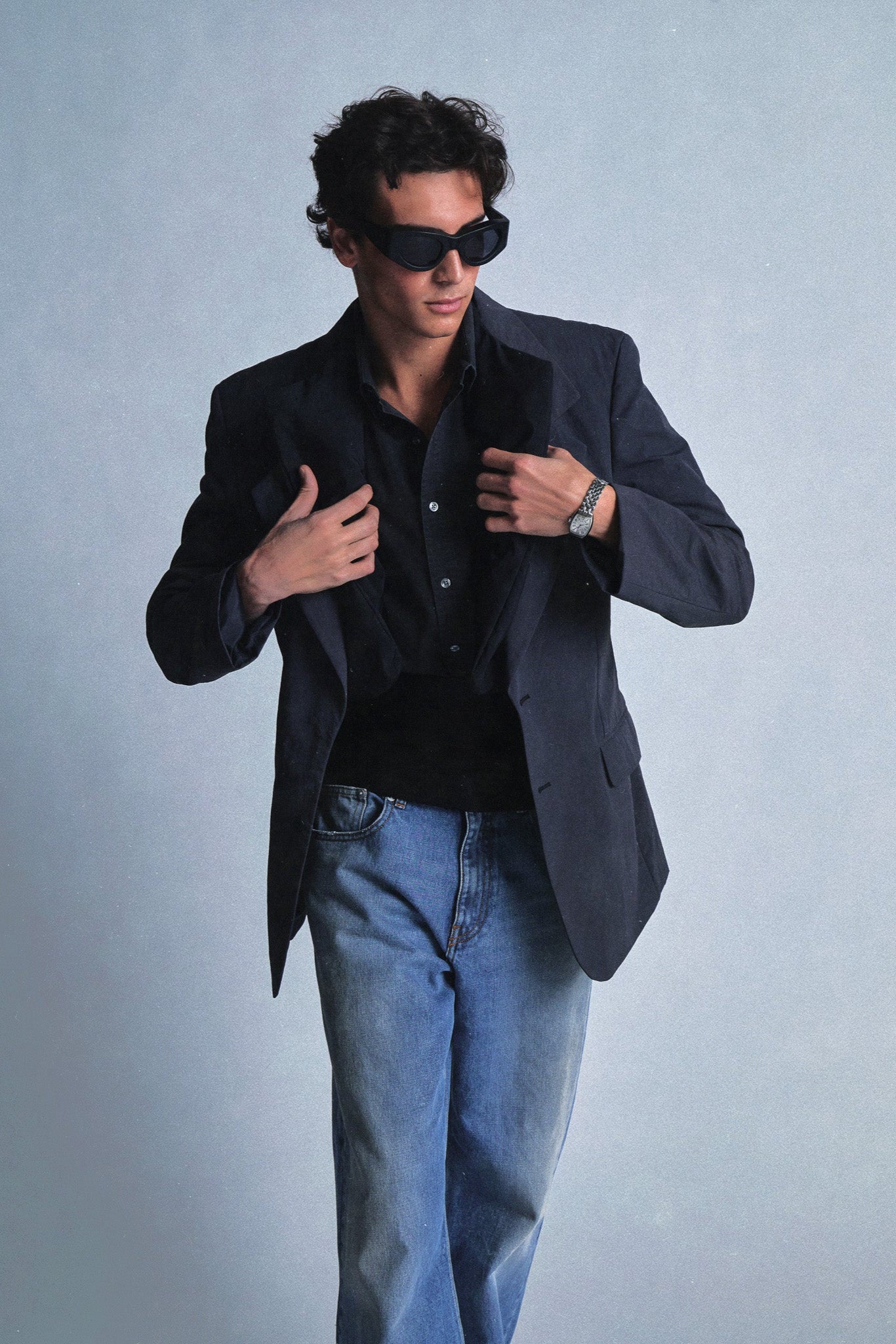 charcoal nylon suit jacket