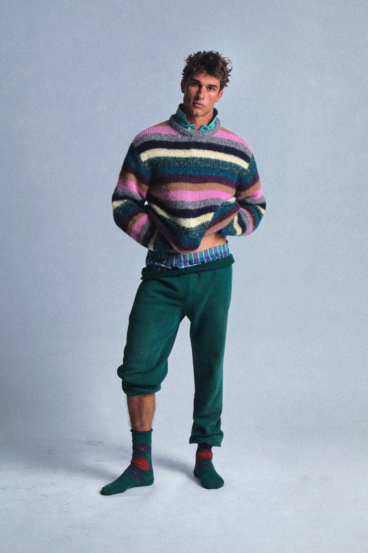 striped alpaca crewneck knit