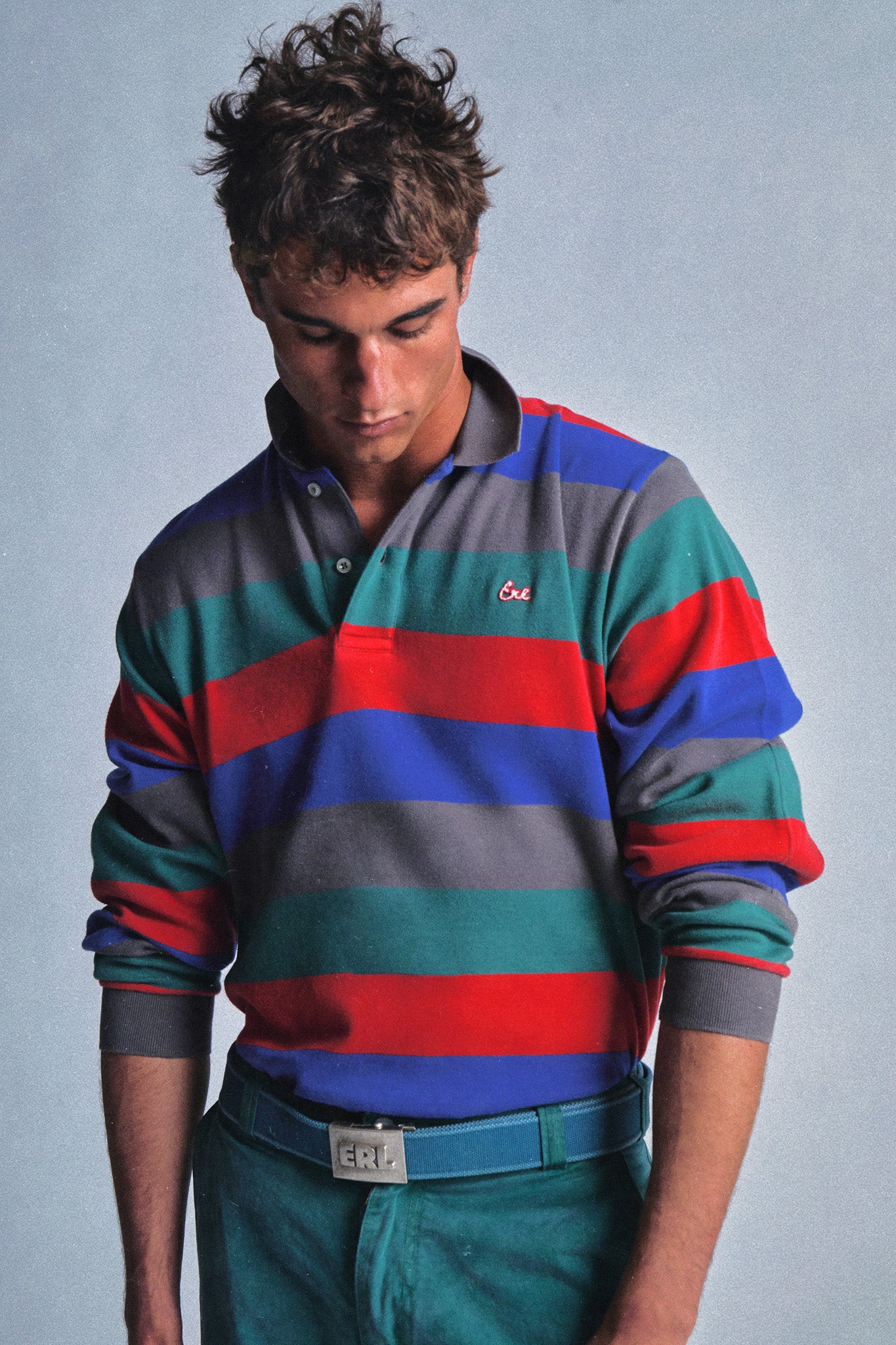striped long sleeve polo