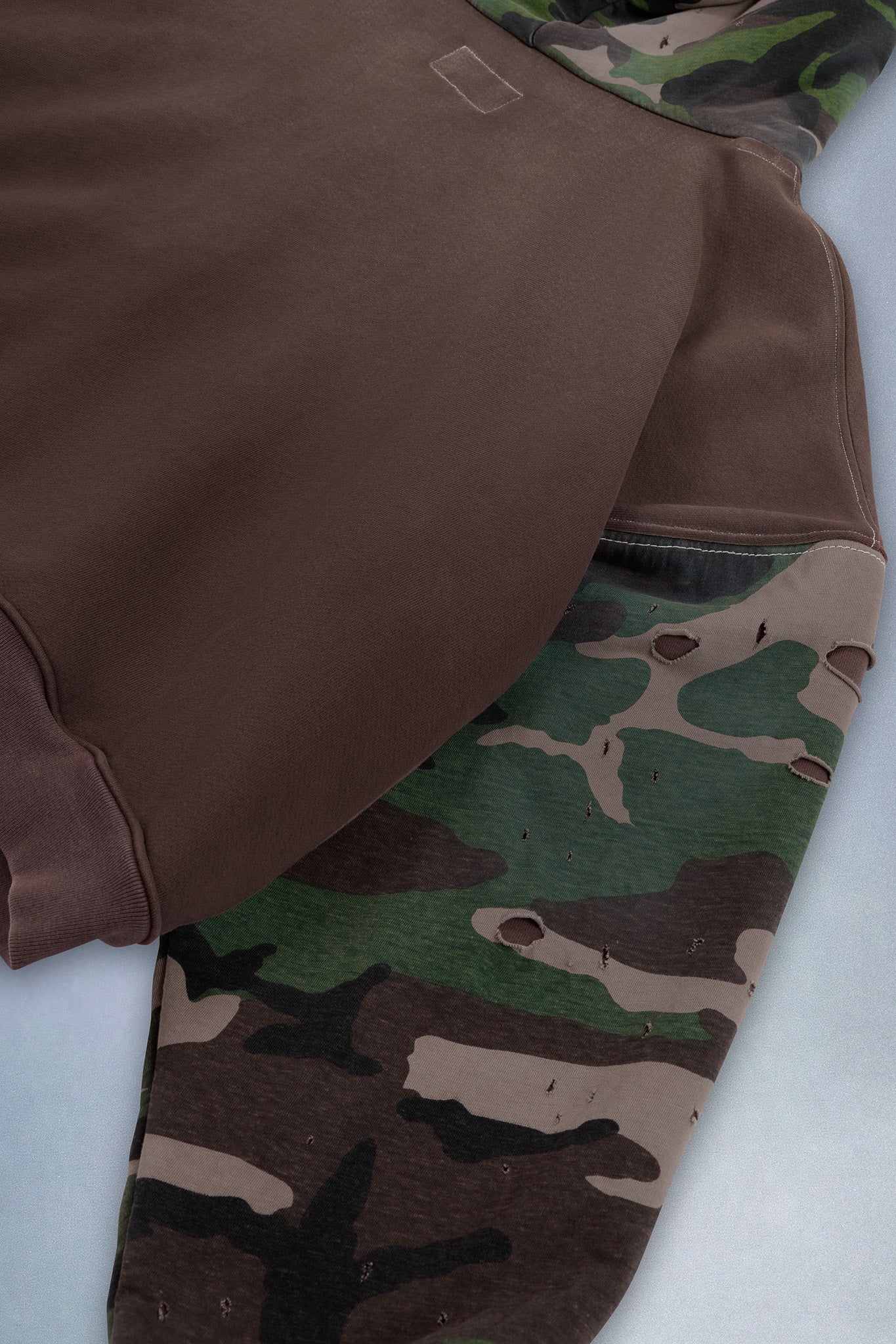 camo patchwork zip up