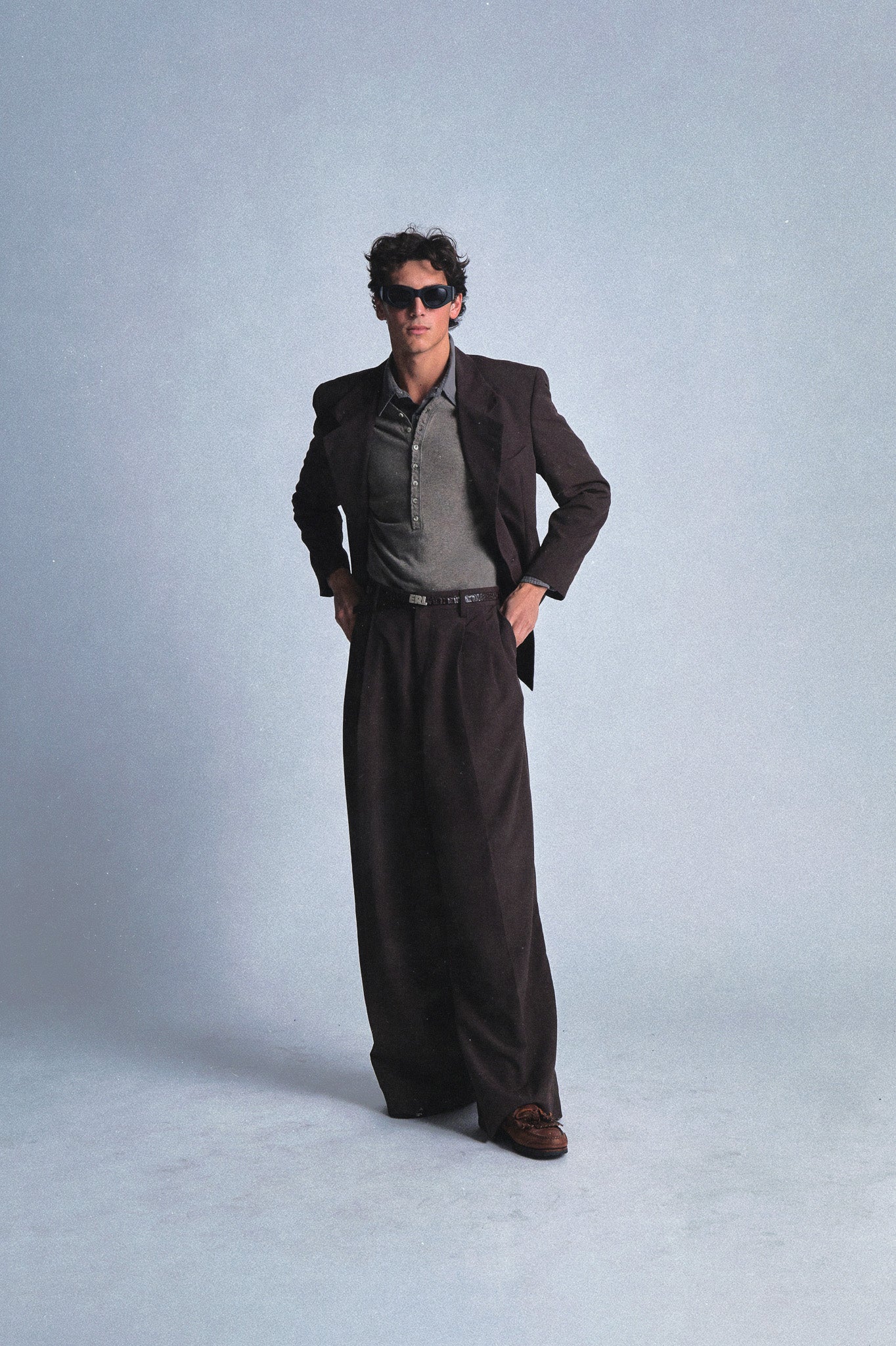 brown nylon suit jacket