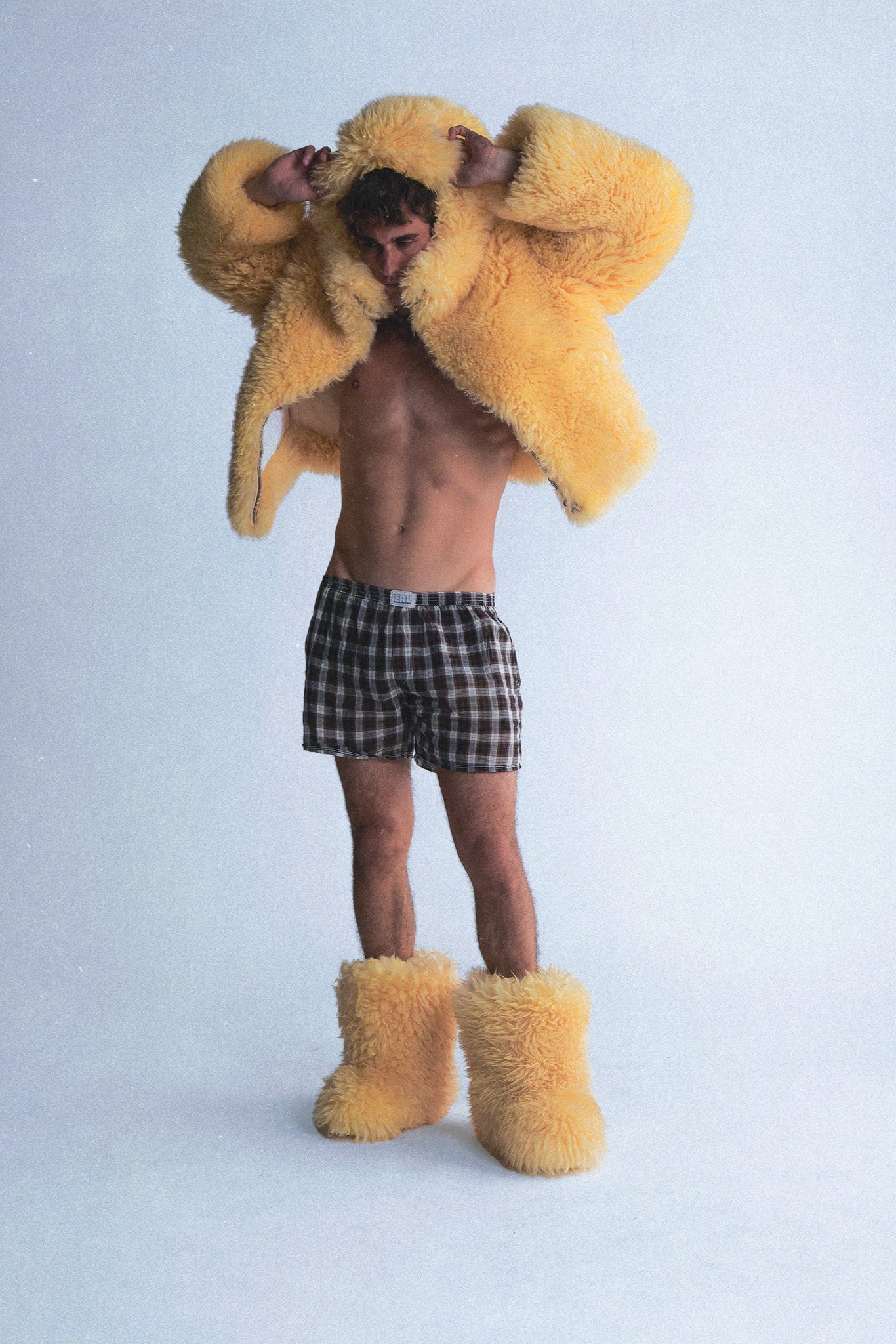 California shearling hooded coat