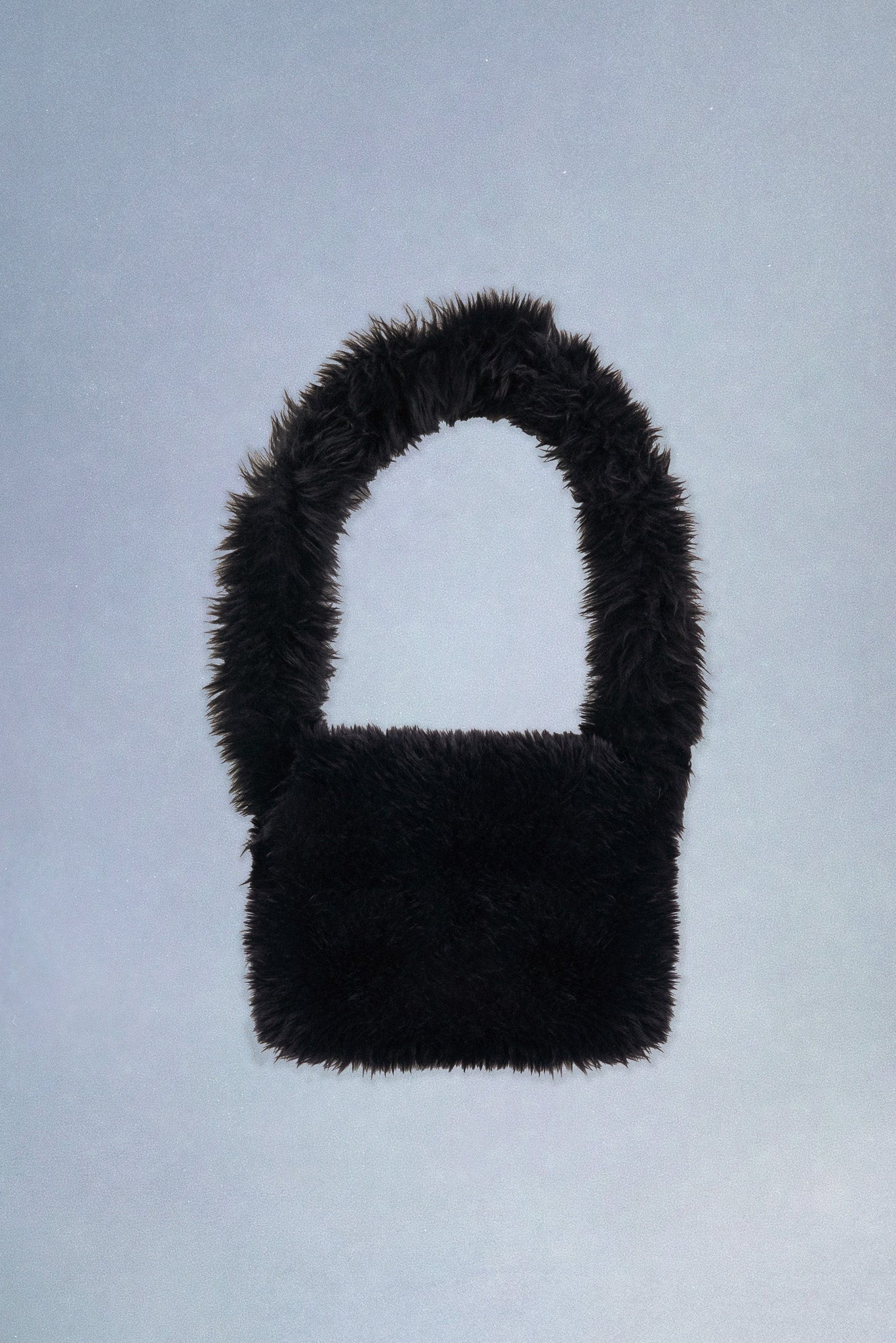 black shearling messenger bag