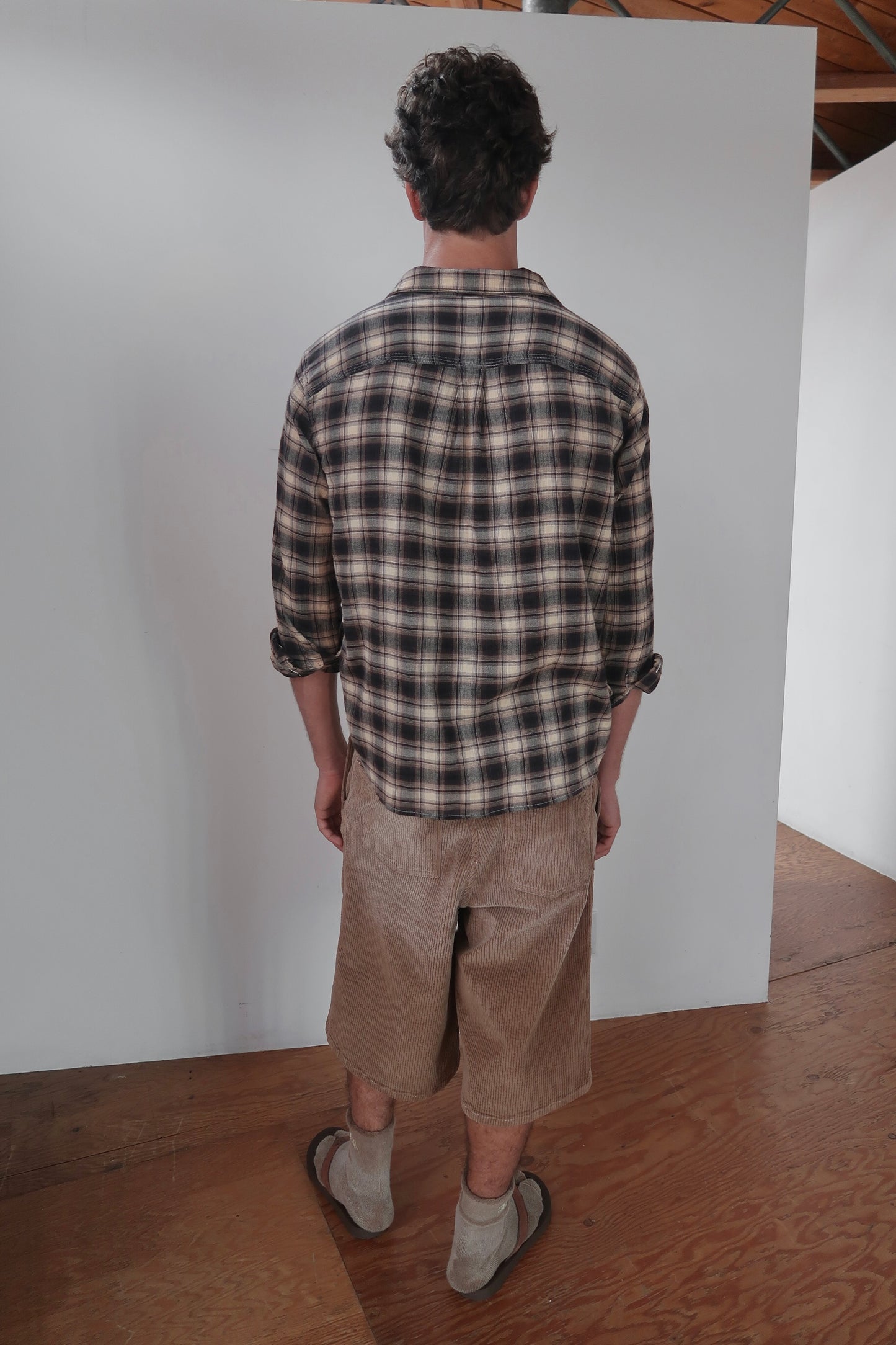 brown plaid button up shirt