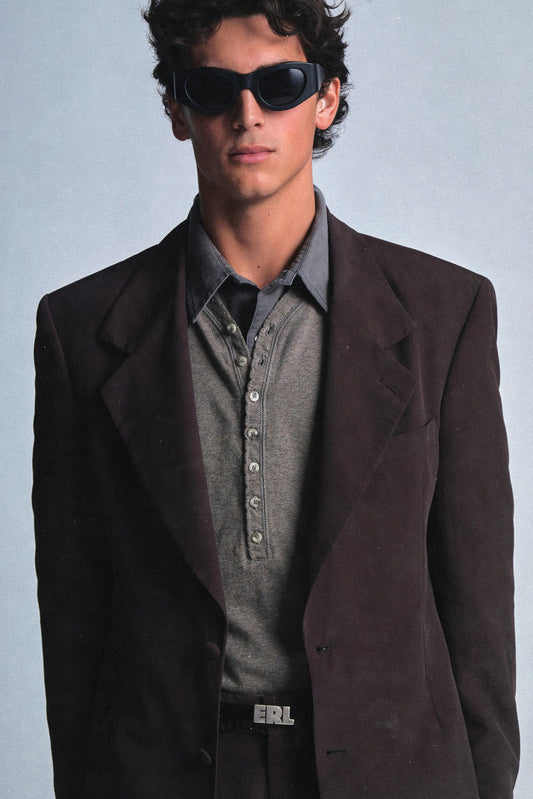 brown nylon suit jacket
