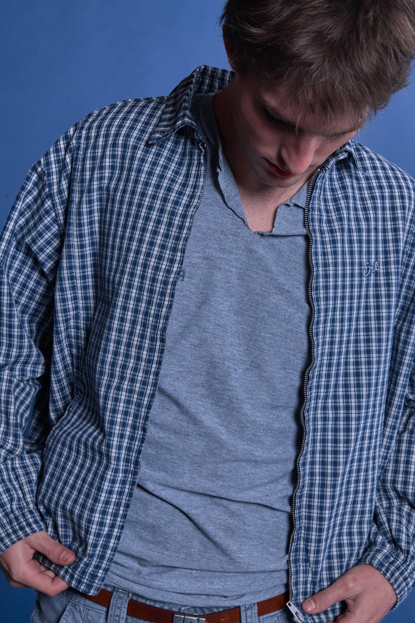 トップス ERL UNISEX BLUE PLAID SHIRT WOVEN / BLUE ERL UNISEX BLUE PLAID SHIRT WOVEN / BLUE