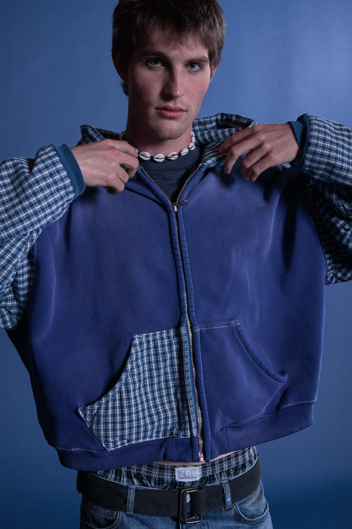 patchwork zip up hoodie – ERL Clothing