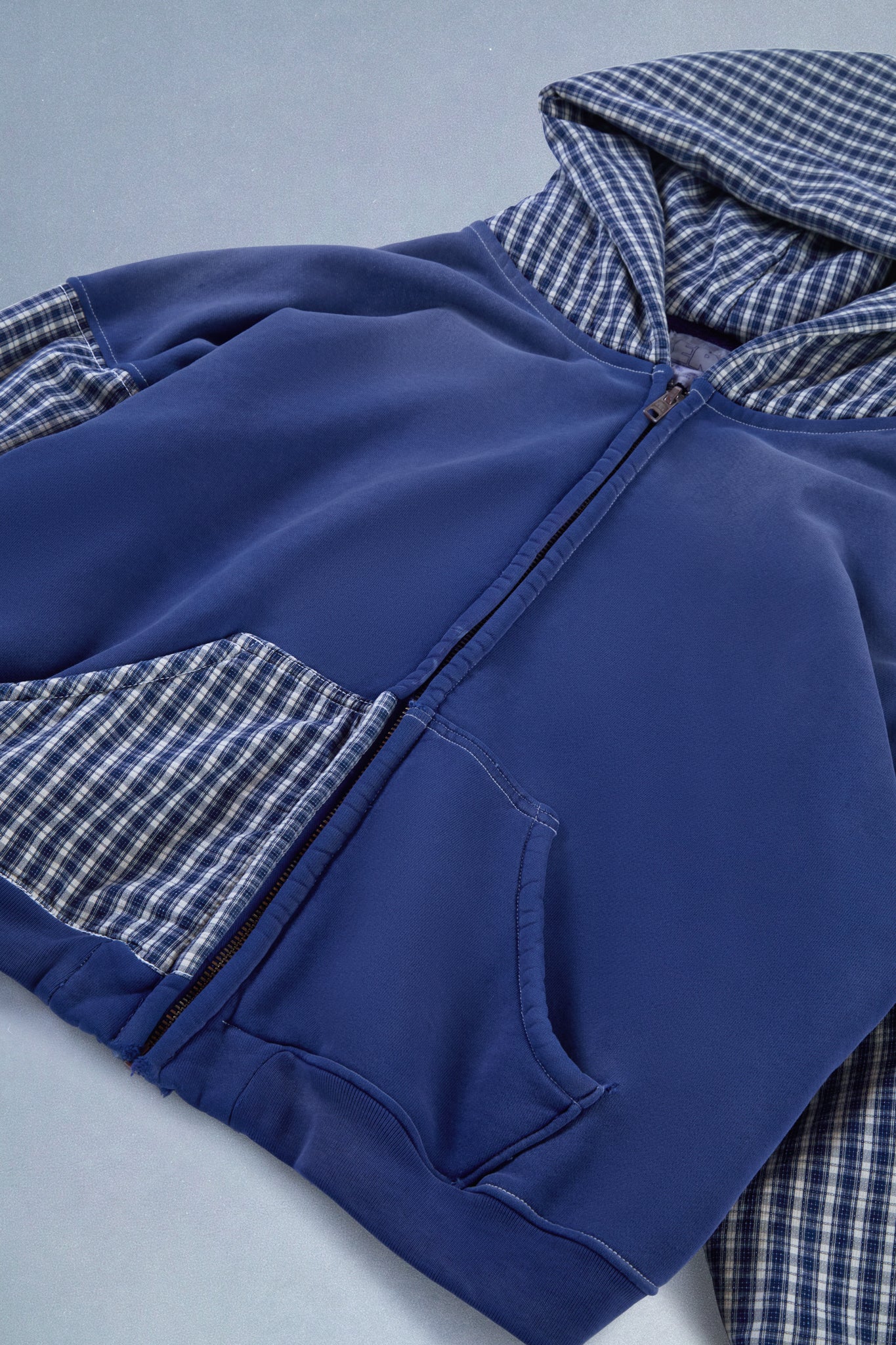 patchwork zip up hoodie