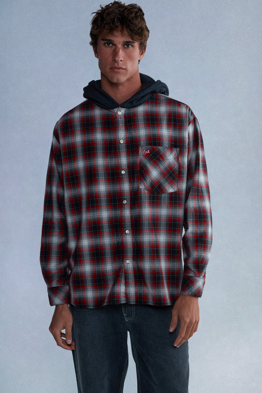hooded plaid flannel shirt
