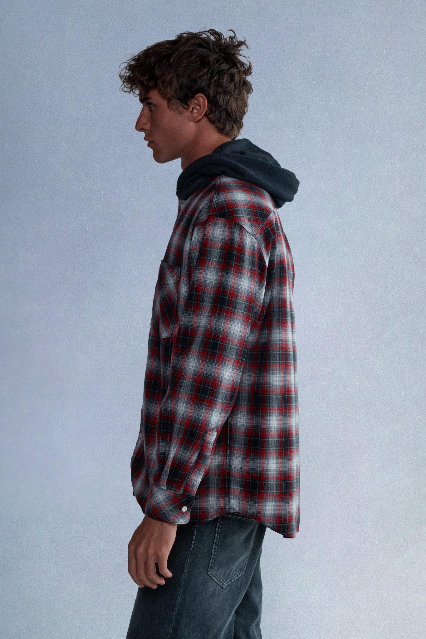 hooded plaid flannel shirt
