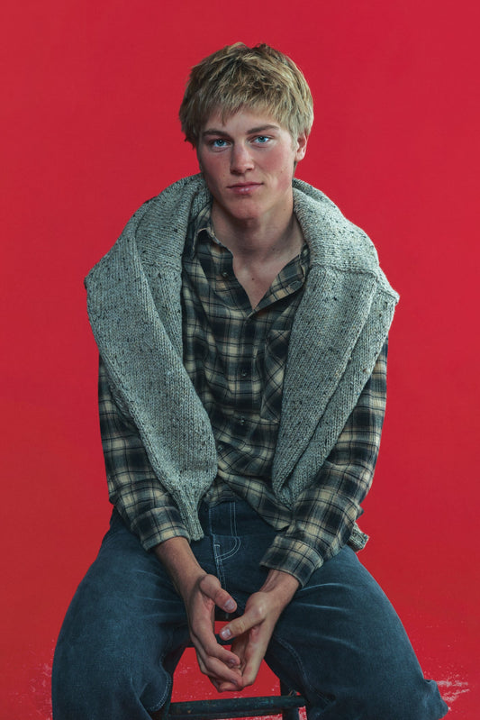 brown plaid button up shirt