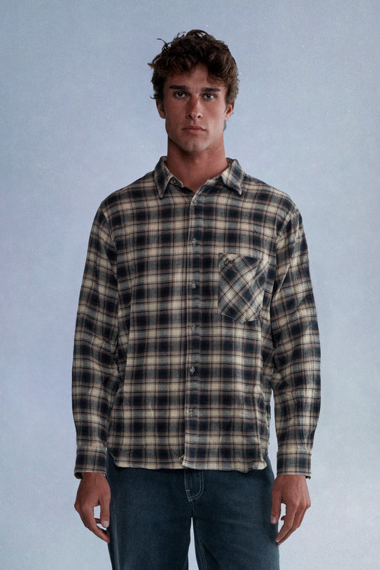 brown plaid button up shirt