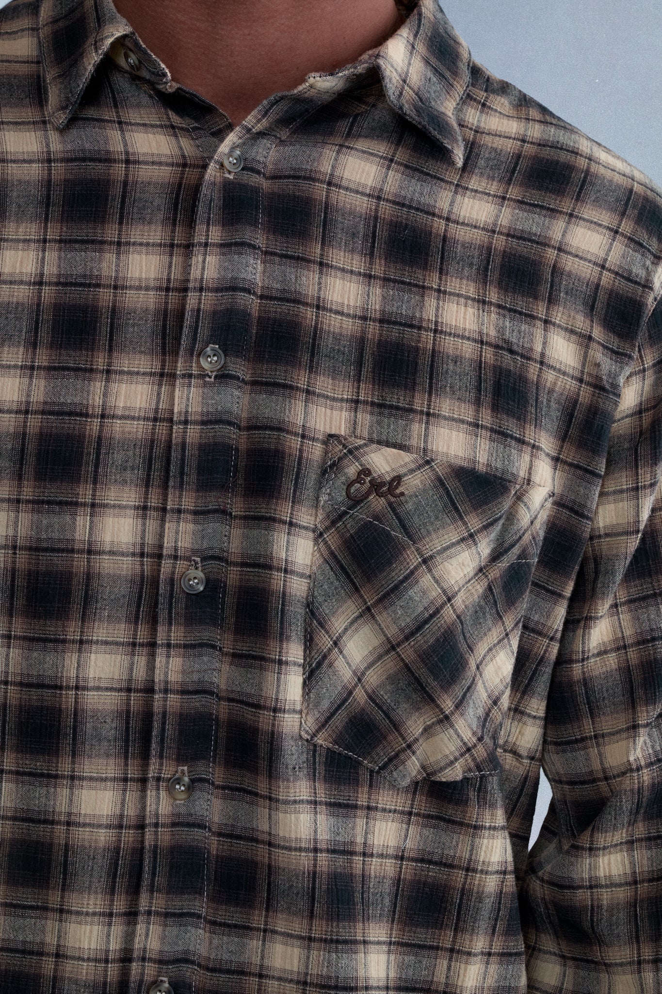 brown plaid button up shirt