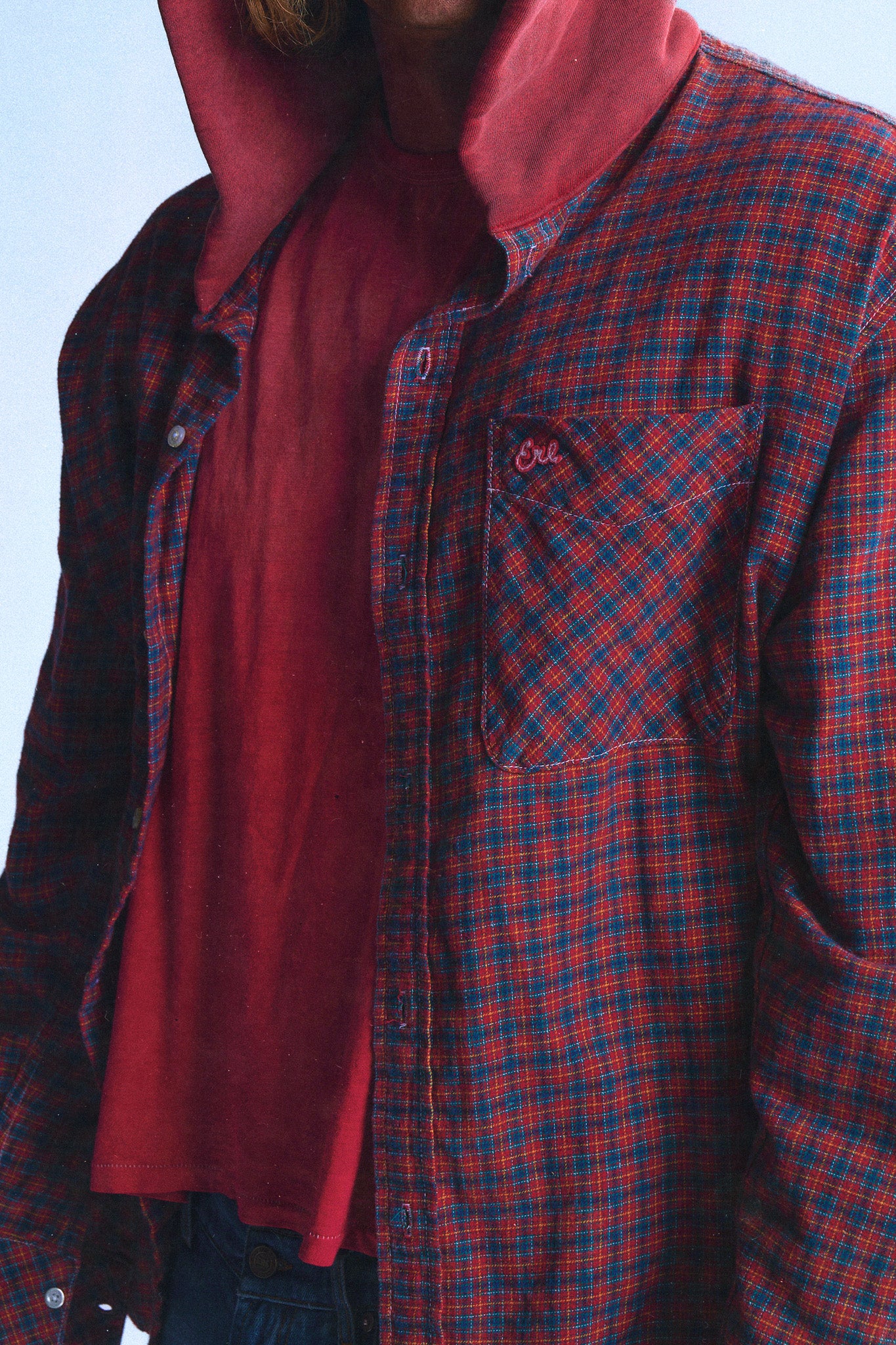 HOODED FLANNEL PLAID SHIRT