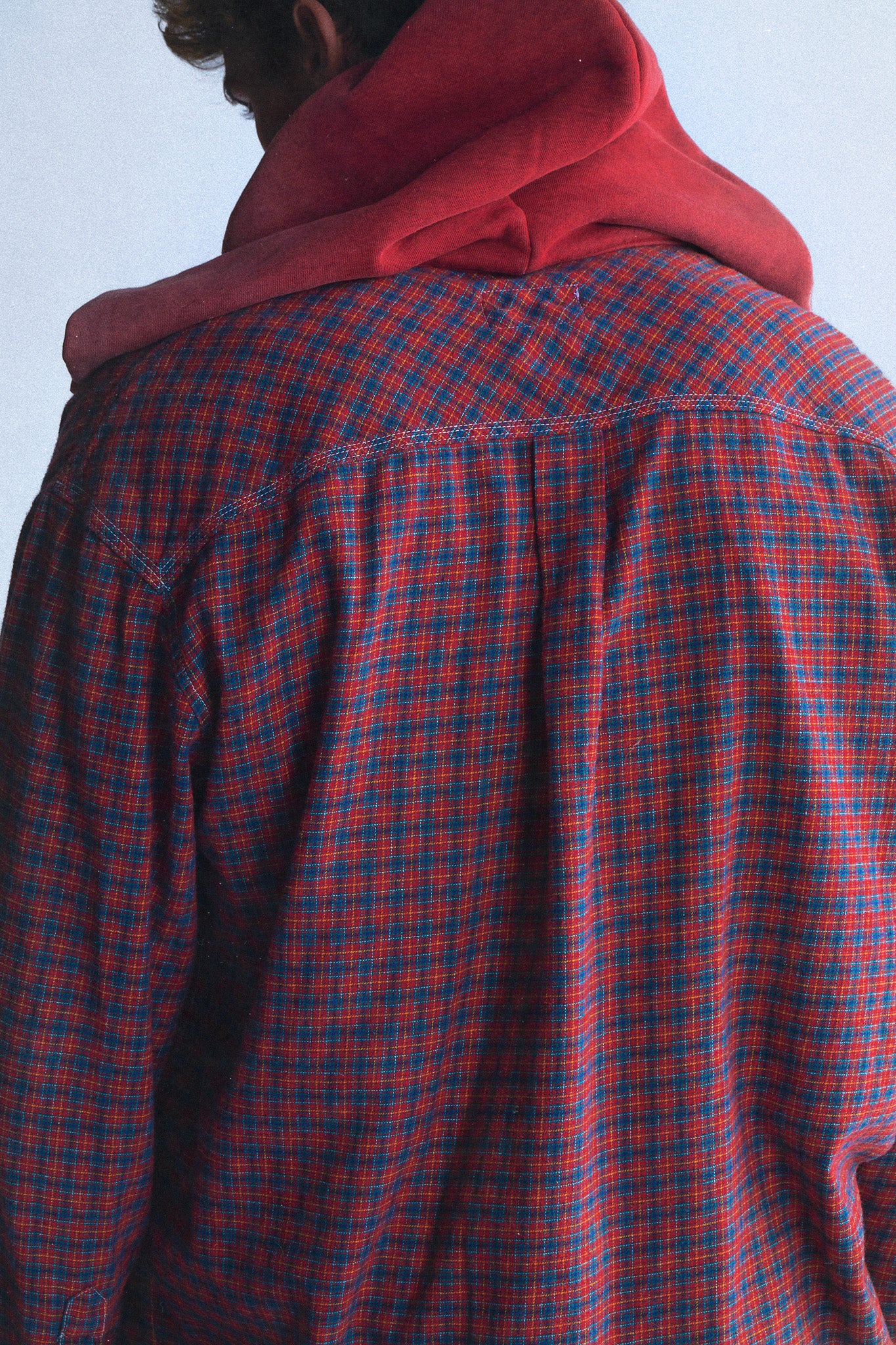 HOODED FLANNEL PLAID SHIRT