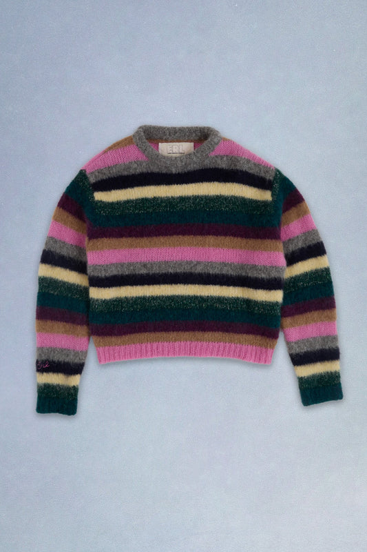 striped alpaca crewneck knit