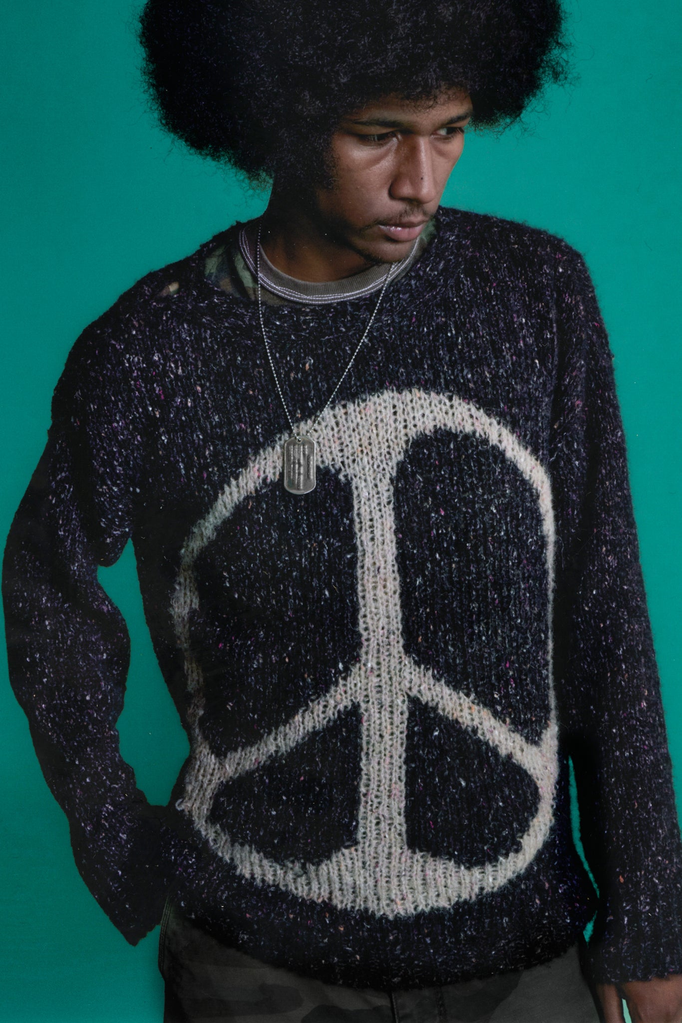 peace hand-knit sweater