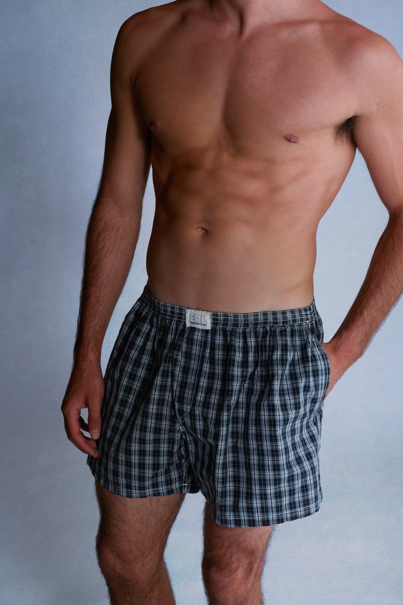 black plaid boxers