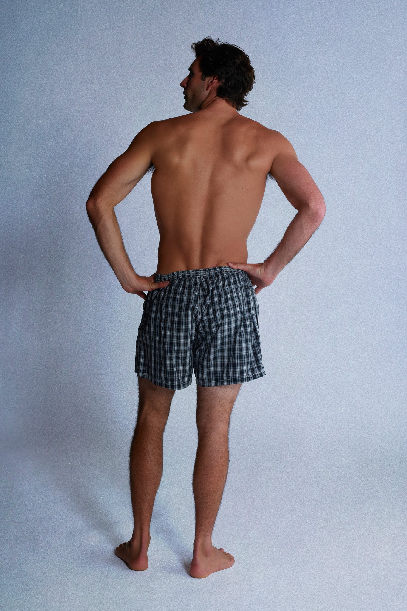 black plaid boxers