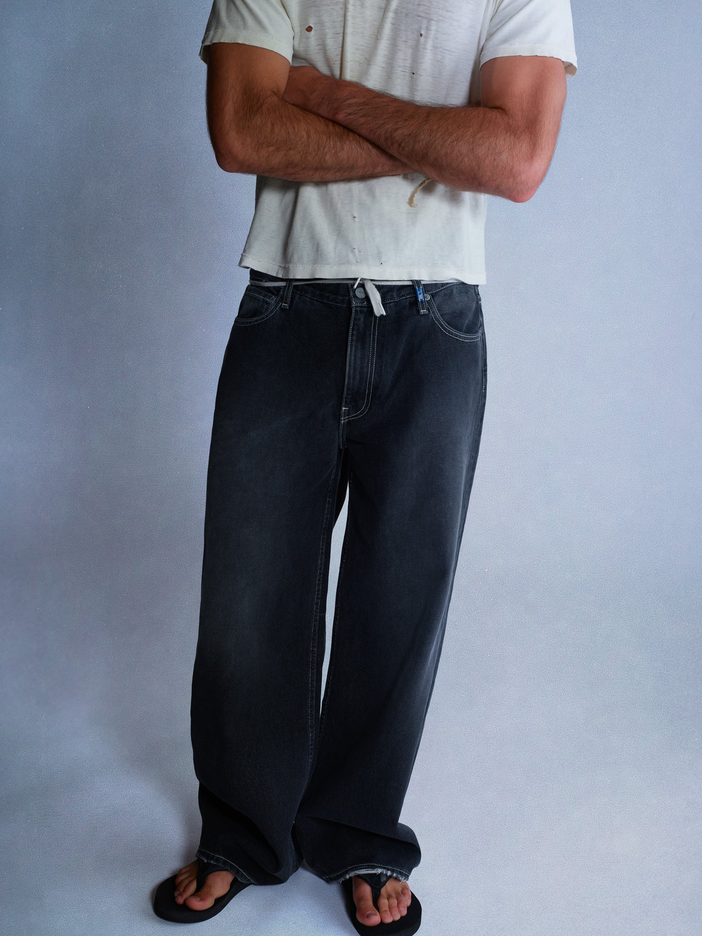 faded black relaxed jeans