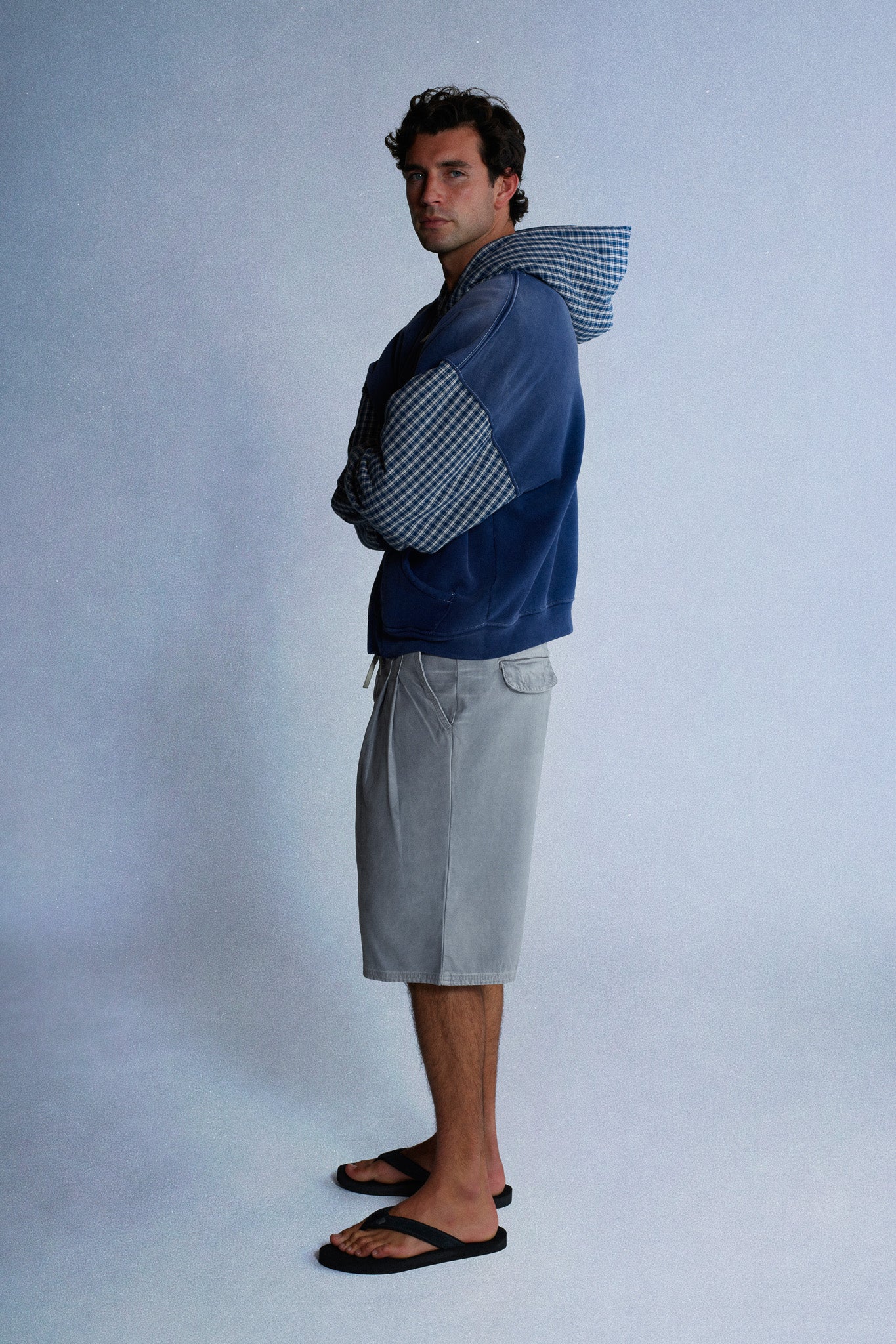 patchwork zip up hoodie