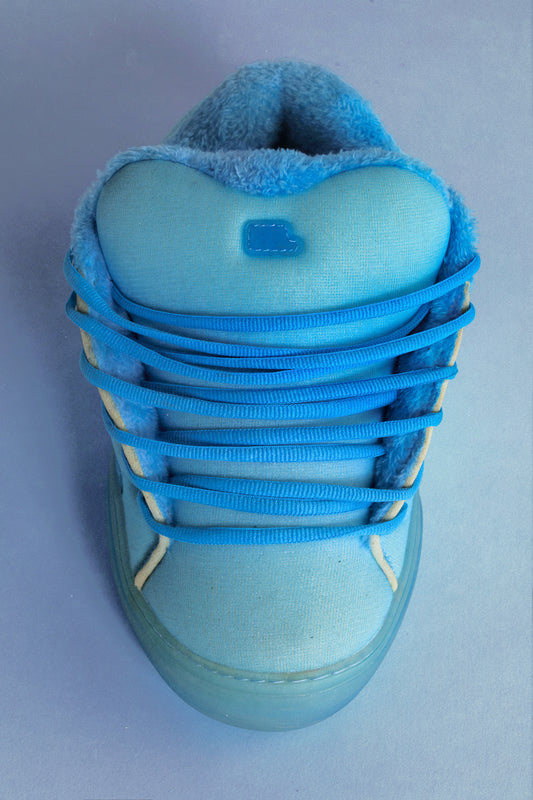 Electric blue foam vamp skate shoe