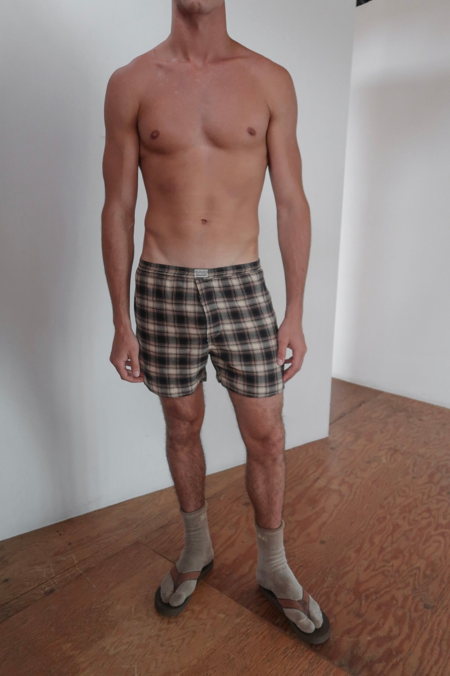 brown plaid boxer shorts