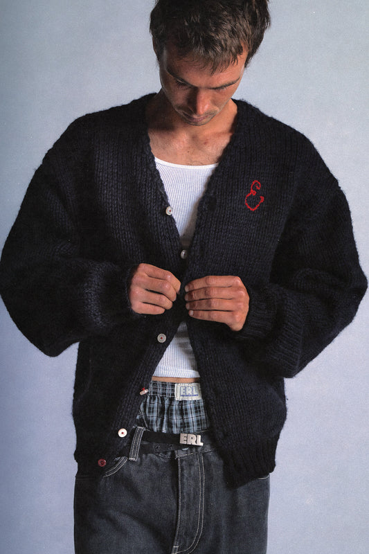 Artisanal Hand Knit ERL Embroidered Cardigan