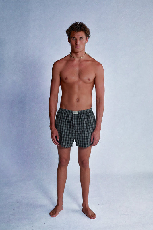 black plaid boxers