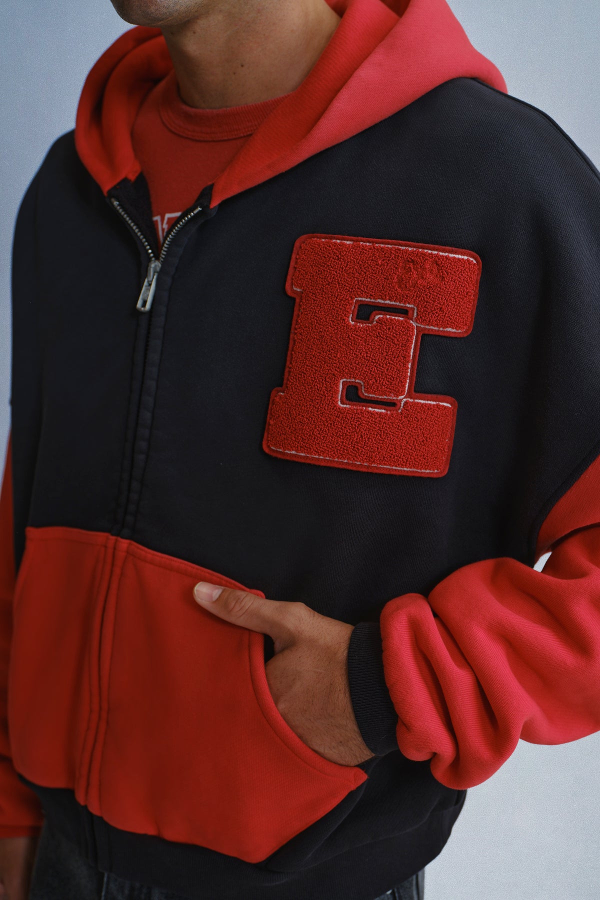 varsity zip up hoodie