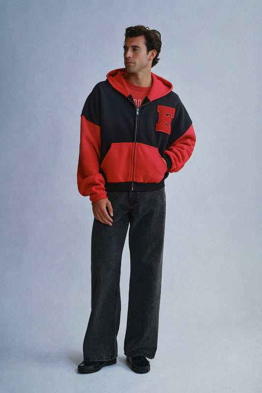 varsity zip up hoodie