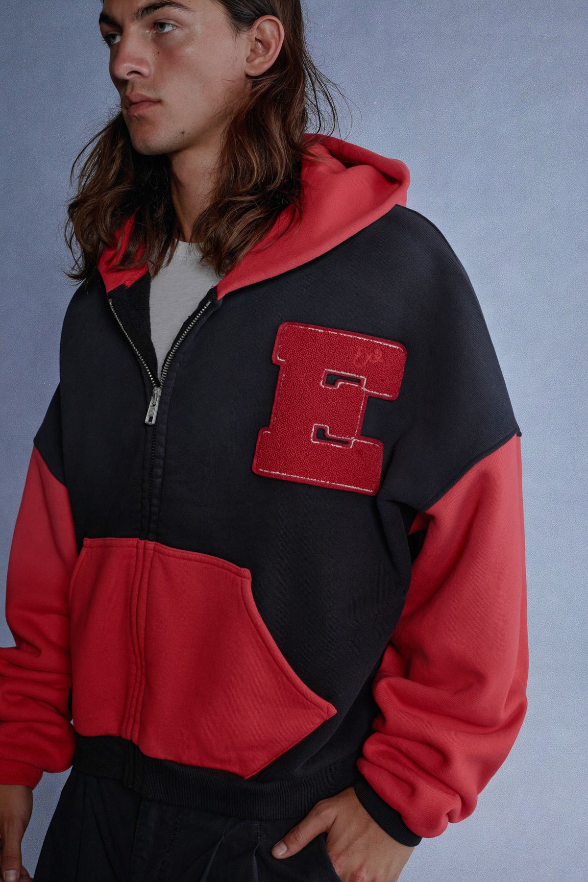 varsity zip up hoodie