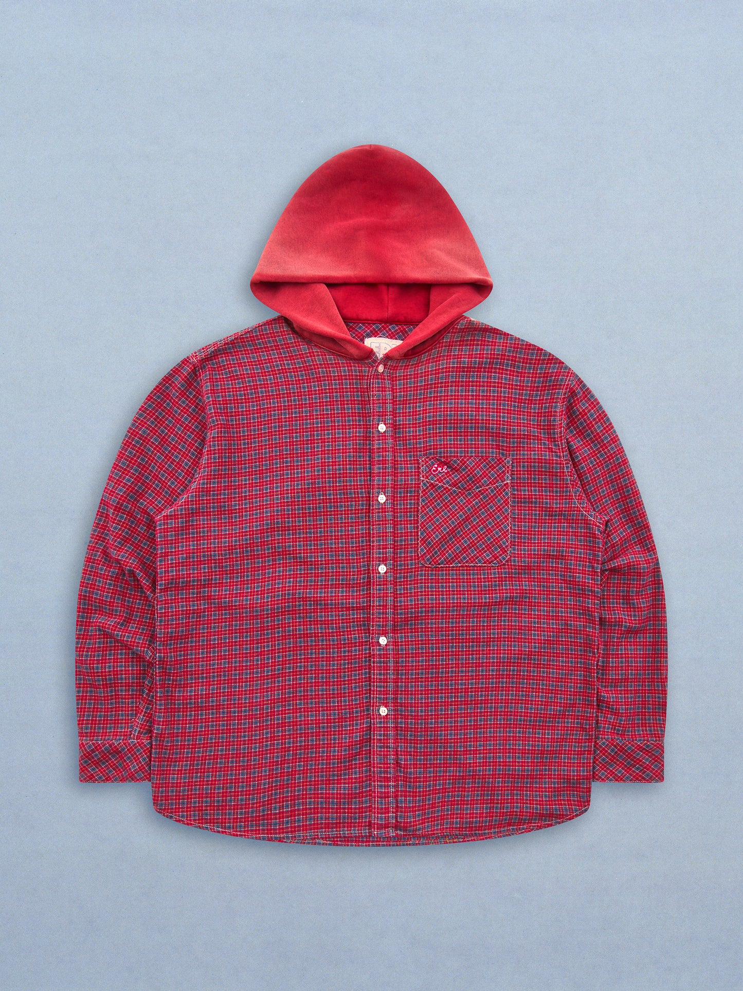 HOODED FLANNEL PLAID SHIRT