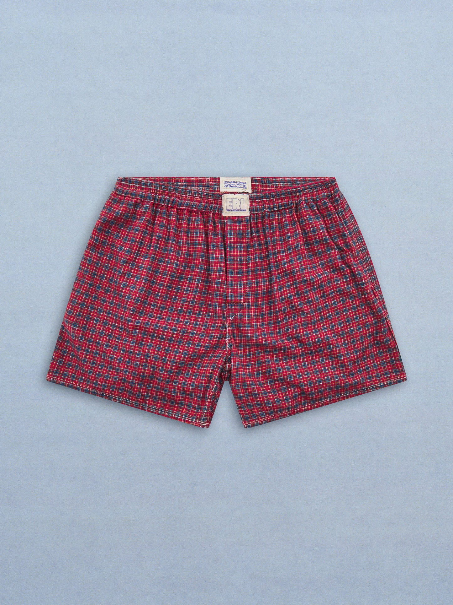 RED PLAID BOXER WITH POCKETS