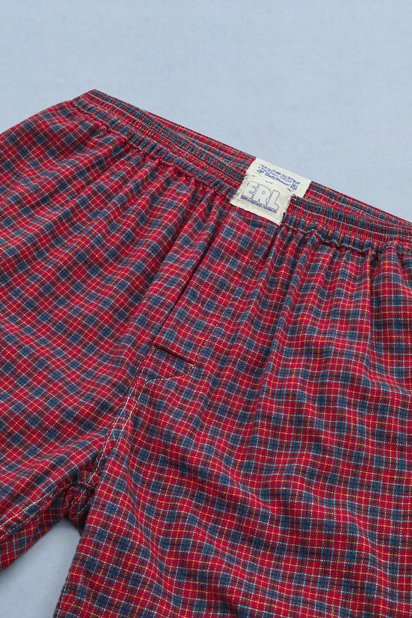 RED PLAID BOXER WITH POCKETS