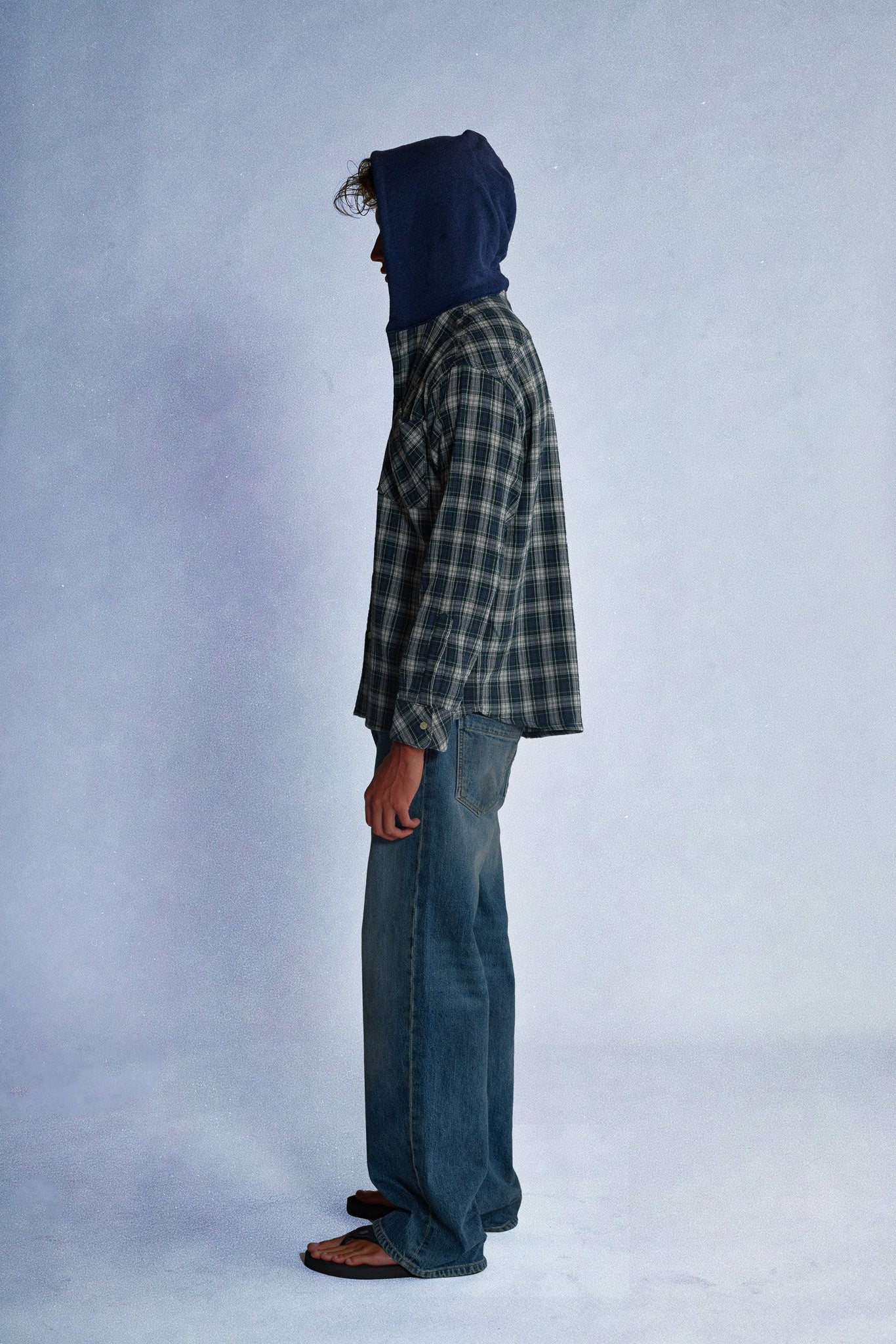 hooded plaid shirt